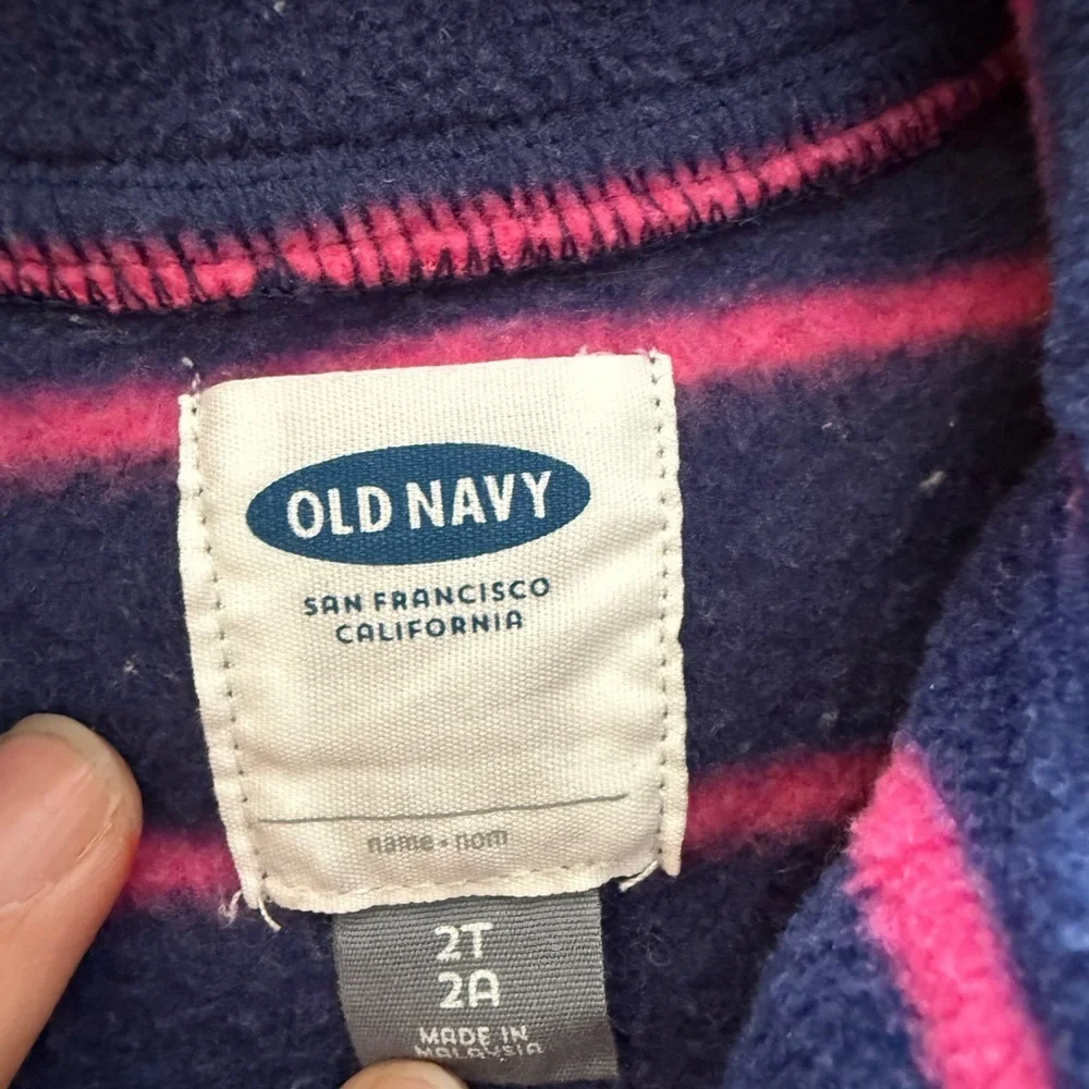 Old Navy Kids Navy and Pink Striped Sweater